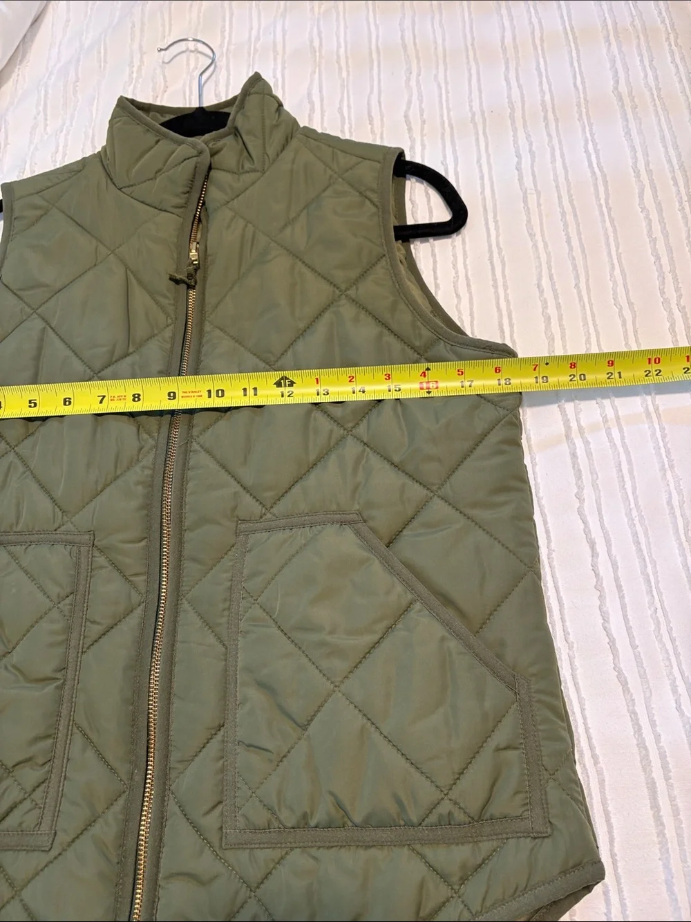 J. Crew Quilted Olive Green Puffer Vest